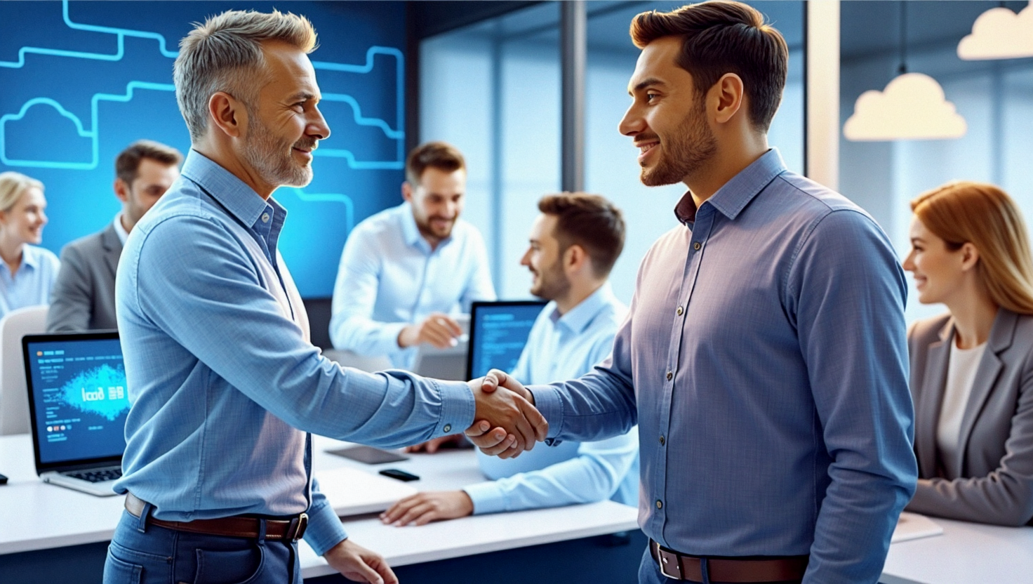 Illustration of diverse IT professionals collaborating